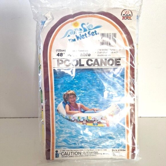 Wet Set Inflatable Vinyl Pool Canoe 48" 1985 Vintage 59394 Ride OnToys R Us - Picture 3 of 8
